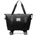 Expandable Foldable Duffle Bag With Wheels And Handle Luggage Bar For Travel. 