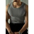 2022 New American Retro Sports Fitness Outer Wear Men's Solid Color Base Knitted Vest for Young Men in Summer. 