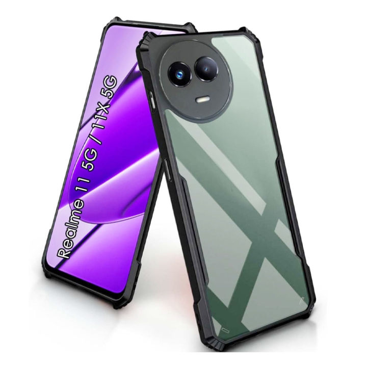 Realme 11 5G/11X 5G Bumper Case | Back Hard Transparent Clear Shockproof TPU Phone Cover |