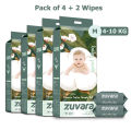 Zuvara Feather Diaper Pants - M (Pack Of 40*4) + 2 Baby Water Wipes. 