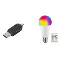 1 Pcs USB 2.0 + USB Mini OTG SD Card Reader & 1 Pcs E27 Smart Control Lamp Led RGB Light Dimmable. 