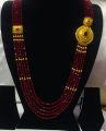 Gold Plated Red Crystal Necklace Chandra Haar For Women. 