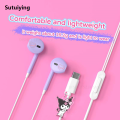 Sutuiying Hello Kitty in-ear Wired Earphones Sanrio Kuromi Pendant Series New Earbuds Cinnamoroll Kawaii Games Sports Headphones Girl Gifts. 