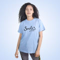 Smile Printed Light Blue T-Shirt For Women. 