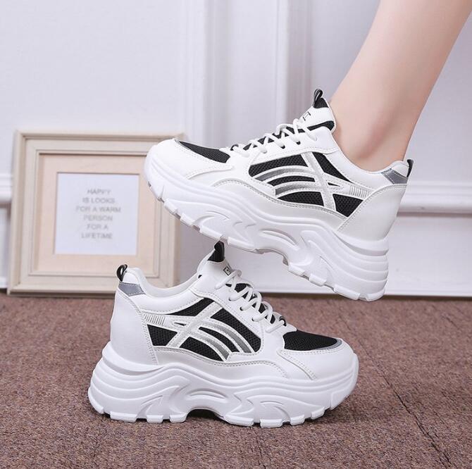 Korean Style Ladies Heel Sneakers Shoes Synthetic Leather