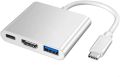 3 in 1 Type C to HDMI, USB and T.C. to T.C. Hub 4K Adapter USB-C to HDMI Converter with 3.0 USB Port and Type C 3.1 Female Charging Port for Mac Book. 