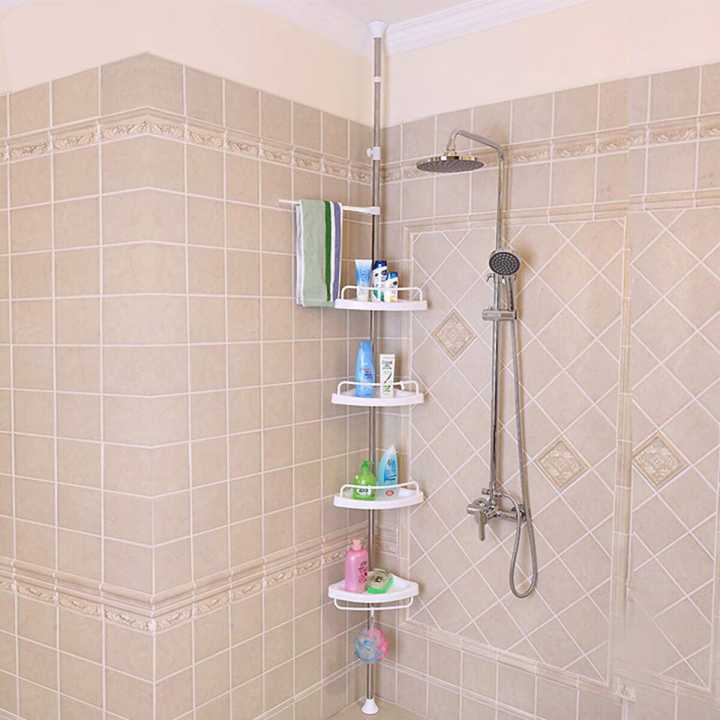 Telescopic 4 Tier Adjustable Shower Corner Bathroom Shelf Organizer ...