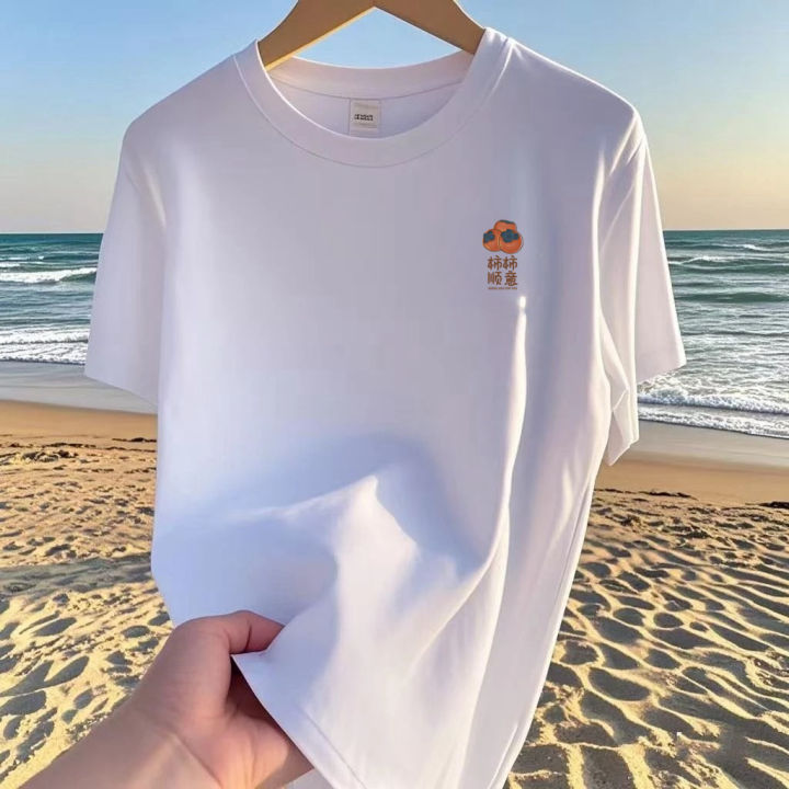 Cross border 2025 summer new men's t-shirt round neck short sleeve loose trend fashion print versatile casual top
