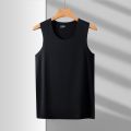 Men's Seamless Vest Sleeveless V-Neck Free-Cut Ice Silk Tight-Fit Sports Hurdle Super Elastic Summer Slim-Fit. 