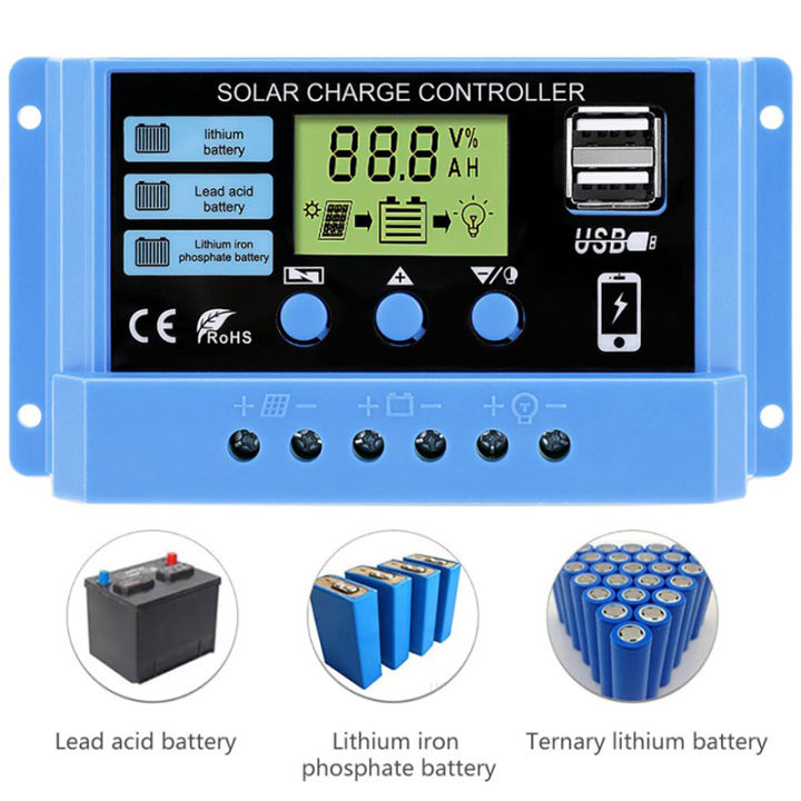 30A 20A 10A solar charging controller 12V 24V automotive solar panel controller