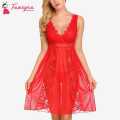 Fancyra Women Lace Floral Babydoll Nightwear Knee Length Lingerie Free Size. 