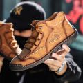 9932 men's shoes short boots autumn handmade boots high-top flat outdoor workwear casual shoes plus size cross-border board shoes. 