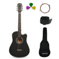 Medellin 38” Acoustic Guitar Matt finish with Bag , strap, string and picks (Black). 