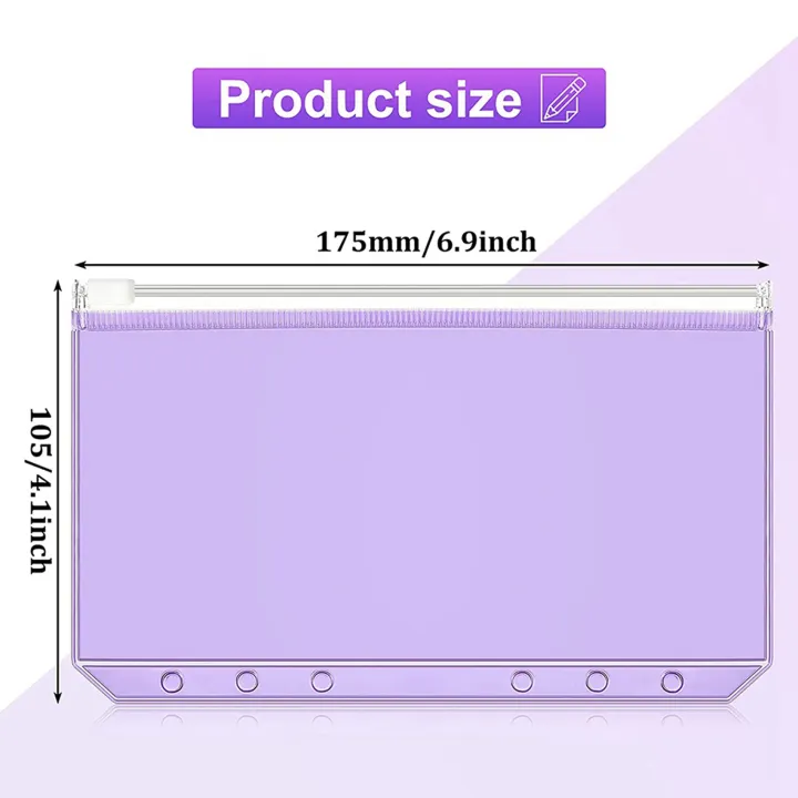 ARELENE%2028%20Pieces%20Binder%20Pockets%20A6%20Size%206%20Holes%20Binder%20Zipper%20Folders%20Waterproof%20PVC%20Loose%20Leaf%20Bags%20for%206-Ring%20Binder%20Notebook%20-%20Image%202