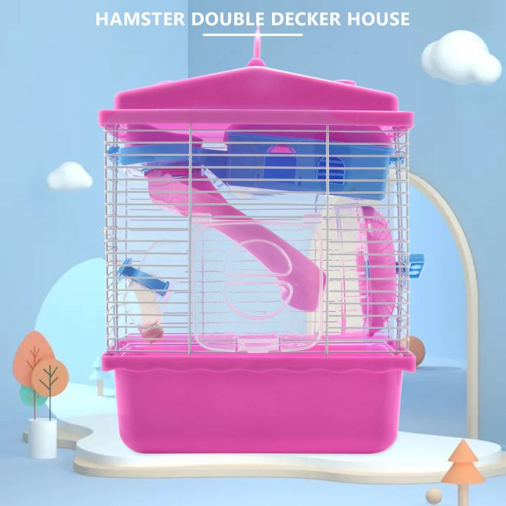Pet%20Cage%20Hamster%20Cottage%20with%20Transparent%20Skylight%20Double%20Layer%20House%20for%20Hamster%20Golden%20Hamster%20Pet%20Pink%20-%20Image%202