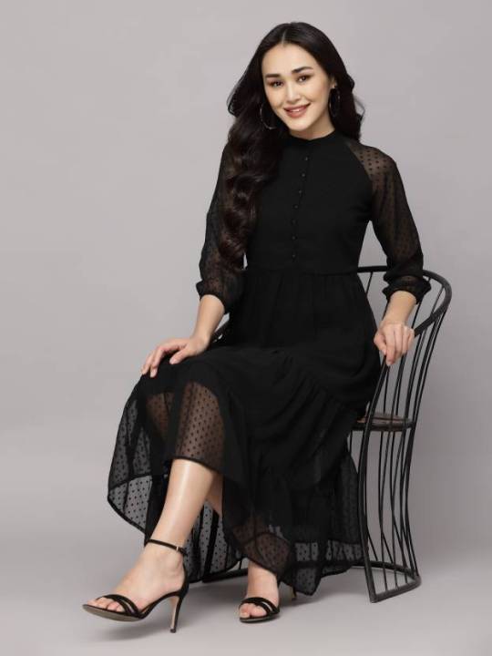 one%20piece%20for%20Women%20girls%20Fit%20Flare%20Black%20color%20Mandarin%20Collar%20western%20wear%20dress%20for%20all%20occasion%20casual%20party%20wear%20-%20Image%202