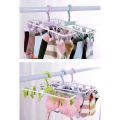 Folding Portable Laundry Hanger with 12 Clips Drying Rack for Socks&Lingerie Plastic Clothes Pins. 