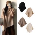 New with Button Pashmina Shawl Thick Warm Knitted Thick Warm Poncho Irregular Casual Shoulder Top Autumn Winter. 