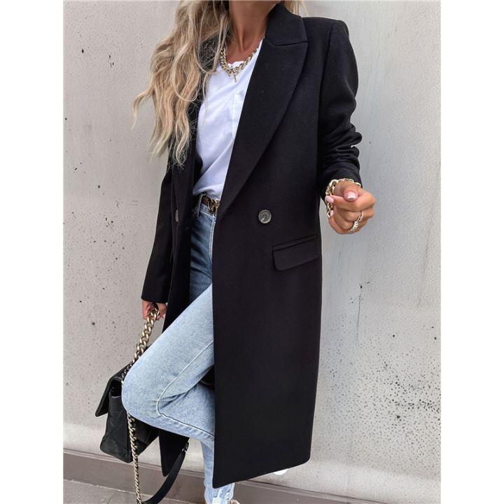 Fall%20Winter%20Jackets%20for%20Women%20Long%20Windbreaker%20Warm%20Coat%20Lapel%20Button%20with%20Pockets%20Solid%20Color%20Jacket%20Black%20XL%20-%20Image%205