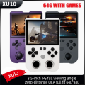 XU10 Game Console 3.5 Inch IPS Screen 64G Arcade Retro Dual Joystick 3D Game Player RK3326S 64-Bit 3000MAh Purple Easy Install. 