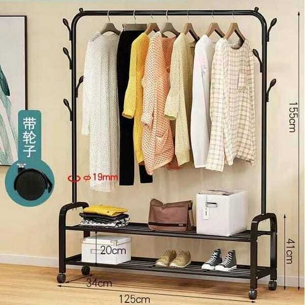 Double Pole Coat Rack Hanger Coat Rack Floor Standing Clothes Rack ...