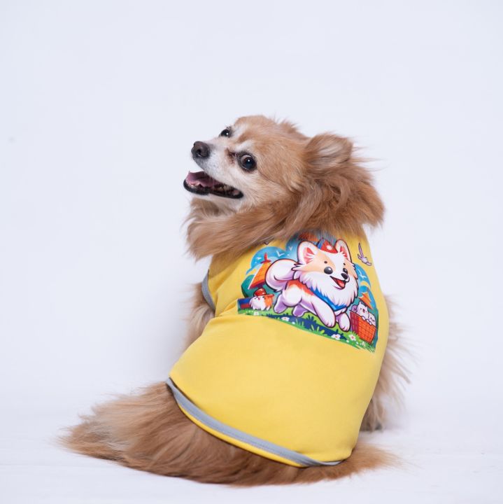 Yellow Happy Dog Summer T-shirts For Dogs I Dog Clothes l Khicha I