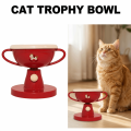 Easy To Clean Creative Cat Trophy Bowl Cartoon Ceramics Pet High Footed Bowl Stable Anti-flip Pet Food Dispenser Wet Dry Food. 