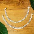 Set Of 2 Silver Stone Design Anklet For Women - 37.19G. 