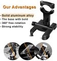 Metal Bike Phone Holder, Aluminum Alloy Bicycle Handlebars Mount with 360°Rotation Adjustable for Motorbike (Black). 