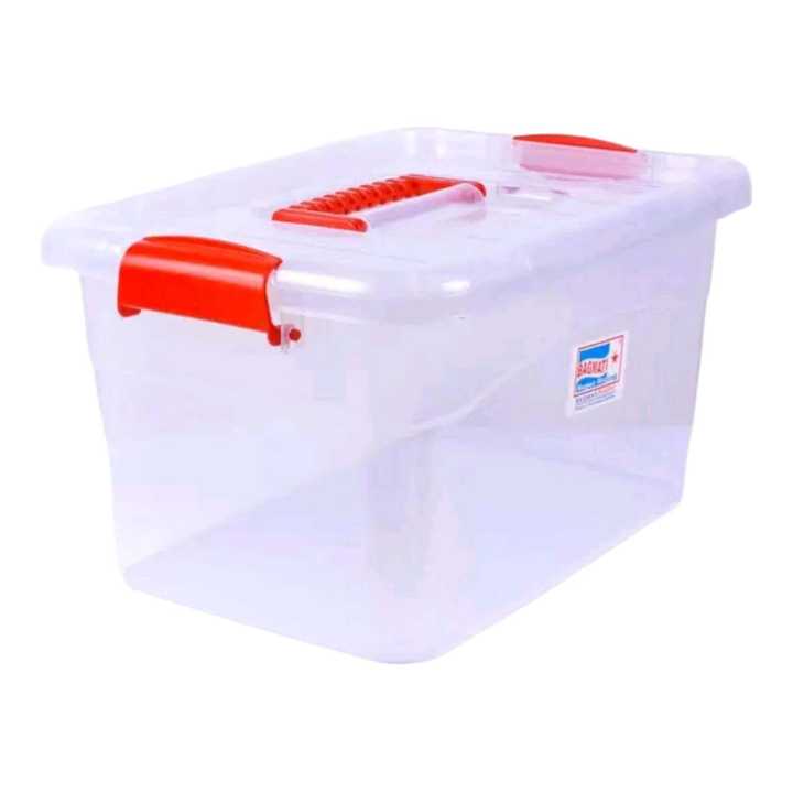 Plastic Transparent Rectangular Smart Box Multipurpose Storage Container With Lock - White