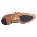Brown Leather None Lace Side Clip On  Black Horse  Formal Shoes For Men. 