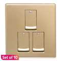 Golden Modern 3 Gang Switch Set of 10. 