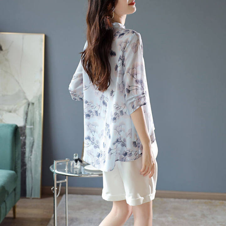 Chinese%20Style%20Printed%20Chiffon%20Shirt%20Female%20Summer%20Fashion%20Round%20Neck%20New%20Chic%20Design%20Casual%20OL%20Thin%20Shirts%20-%20Image%203