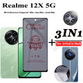 BLKNAIM 3in1 Full Cover Anti-Spy Screen Protector For Realme 12X 5G Realme 12 5G Realme 12+ 5G Privacy Glass For Realme 12X 5G Tempered Glass Lens. 