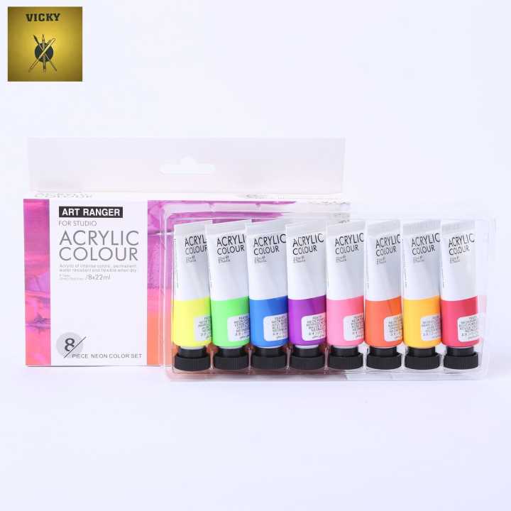 Art Ranger Artist Neon Acrylic Color Paint Set, 8Tubes Each 22ML