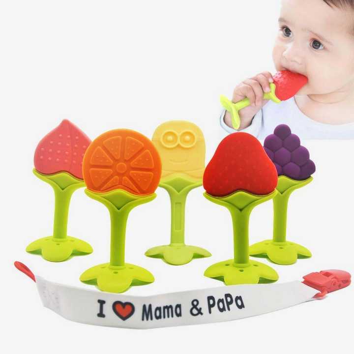 New Baby Teether Fruit Shape Silicone Safe Teething Chew Toys Infants Pacifier