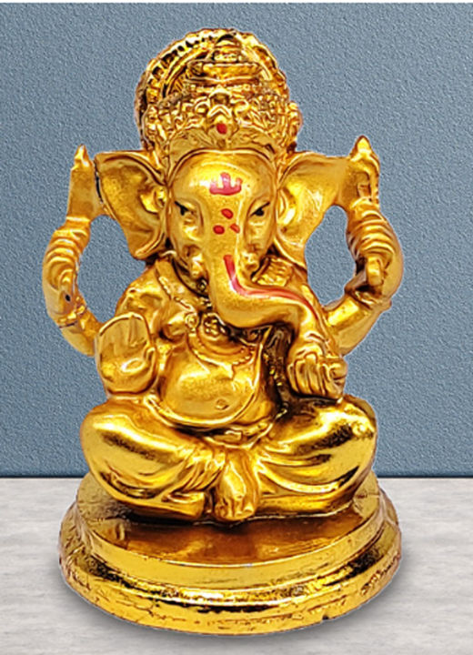 Ganesh%20Statue%20Golden%20Plaster%20Of%20Paris%20Small%20-%20Image%203