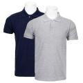 Pack Of 2 100% Polo T-Shirt For Men - Navy Blue/Grey. 