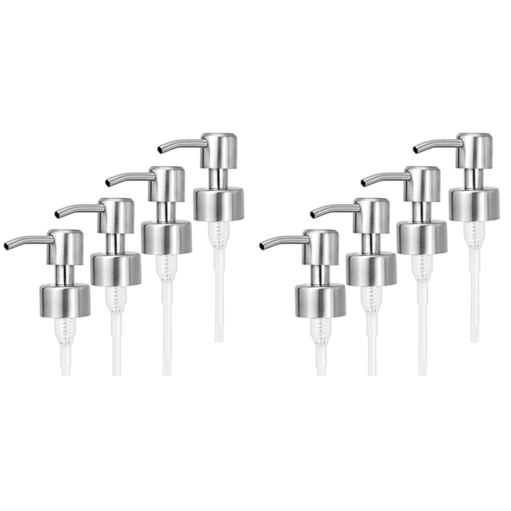 JAERBEE 8Pcs Soap Dispenser Pump Replacement Stainless Steel Lotion Dispenser Pump for Regular 28/400 Neck Bottles for Bathroom