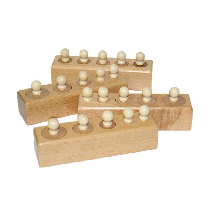 Brown Montessori Knob Cylinder Set - 4 Pcs (Small)
