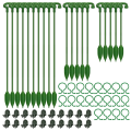 fasdaga 120Pcs Plant Supports Set - 40 Pack Flower Plant Stakes Sticks (3 Sizes), 40 Plant Support Clips and 40 Orchid Clips. 