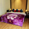 Purple Floral Double Ply Korean Double Bed Acrylic Blanket. 
