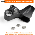 Difutagui Wenefang Sutuiying 30x 60x Illuminated Jewelers Eye Loupe Magnifier With LED Light Luxury 2025 New Original Folding Jewelers Magnifying Glass For Diamond Gems Coins Stamps. 
