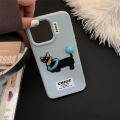 Sroof  Case For iPhone 12 13 14 15 16 Pro Max New Silicone Niche Premium Feeling Four Color Bean Dog Embroidery Patch Phone Case Back Cover. 