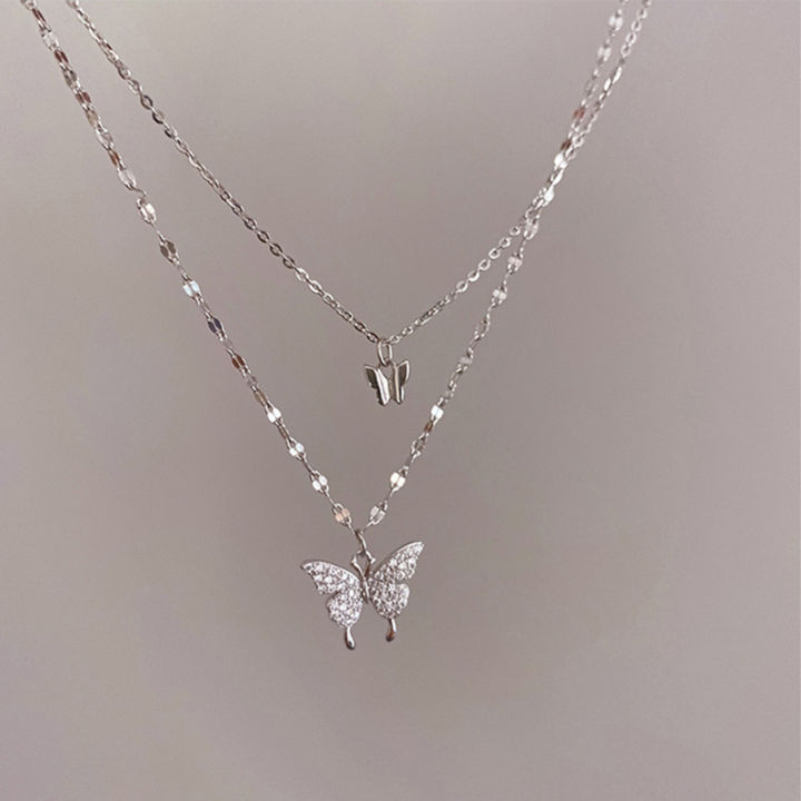 Yuanyan%202023%20New%20Shiny%20Silver%20Colour%20Butterfly%20Necklace%20Ladies%20Exquisite%20Double%20Layer%20Clavicle%20Chain%20Necklace%20Jewelry%20for%20Ladies%20Gift%20-%20Image%207