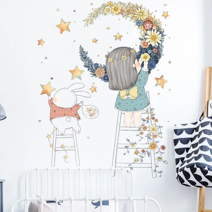 Cartoon%20Stars%20Garland%20Sticker%20Home%20Living%20Room%20Decor%20Vinyl%20Wall%20Sticker%20Little%20Girl%20Moon%20DIY%20Kids%20Door%20Mural%20Wallpaper%20CF8%20-%20Image%202
