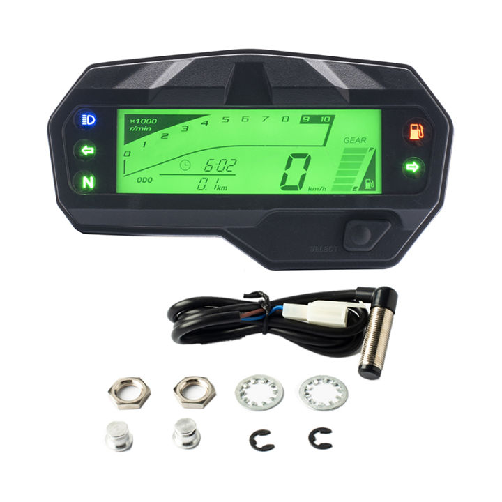 XHHDQES Universal Motorcycle Lcd Digital Meter Speedometer Odometer Tachometer 1000RPM Gauge for FZ16