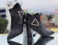 Veloria – Ladies’ Elegant Premium Black Ankle Boots with Gold Accent. 