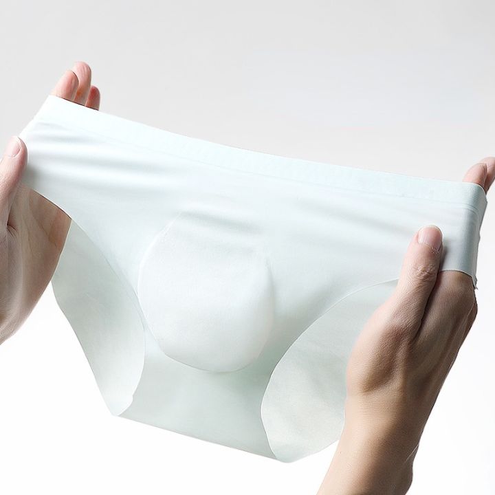 Men Ice Silk Seamless Briefs Summer Transparent Ultra-Thin Unique Mold Breathable Quick-Drying Comfortable B324