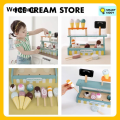 Wenefang Wooden Pretend Play Set High Tea Set Toys Ice Cream Toys Cashier Toys Cake Toys for Kids Girl Boy Wooden Pretend Play Toys Language Development. 